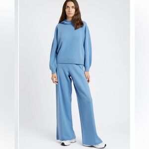 PRINGLE of Scotland blue knit wide leg pull on wool cashmere pants trouser sz M